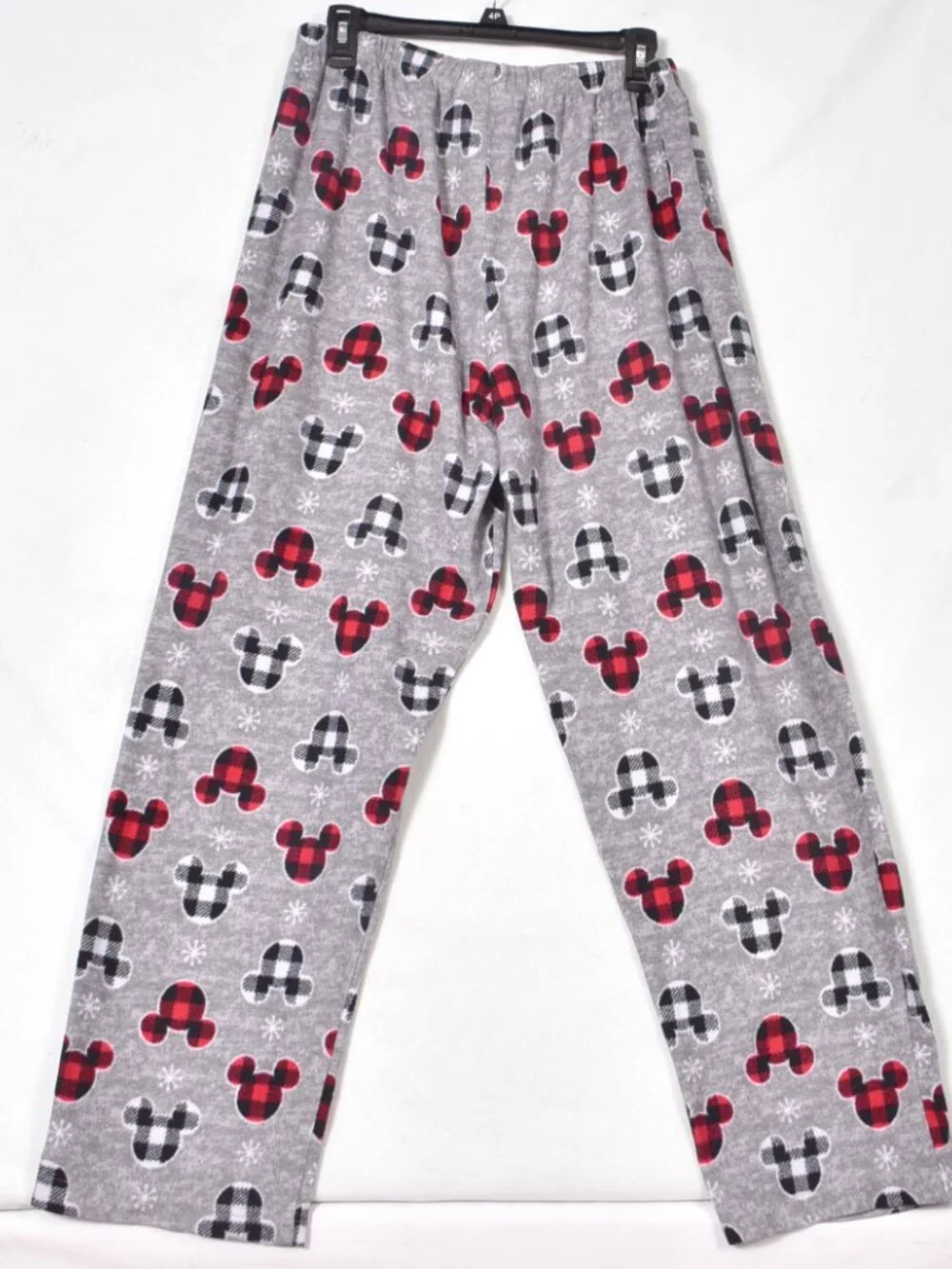 Mickey Mouse Pajama Pants Holiday Plaid Disney Fleece Gray Lounge Size XL - Picture 6 of 6